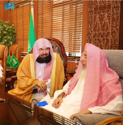 سماحة المفتي يستقبل رئيس الشؤون الدينية الشيخ عبدالرحمن السديس